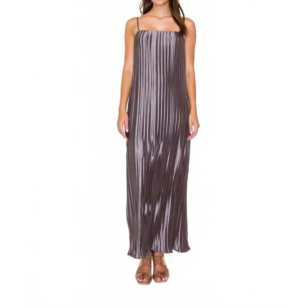 NEW B.RIGHT plisse sleeveless midi dress in charcoal
